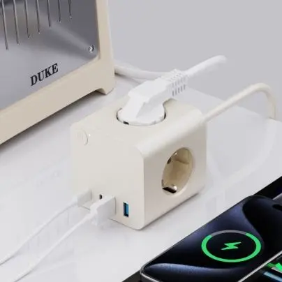 EU پاور سٹرپ 25W PD USB 3 AC آؤٹ لیٹس کے ساتھ