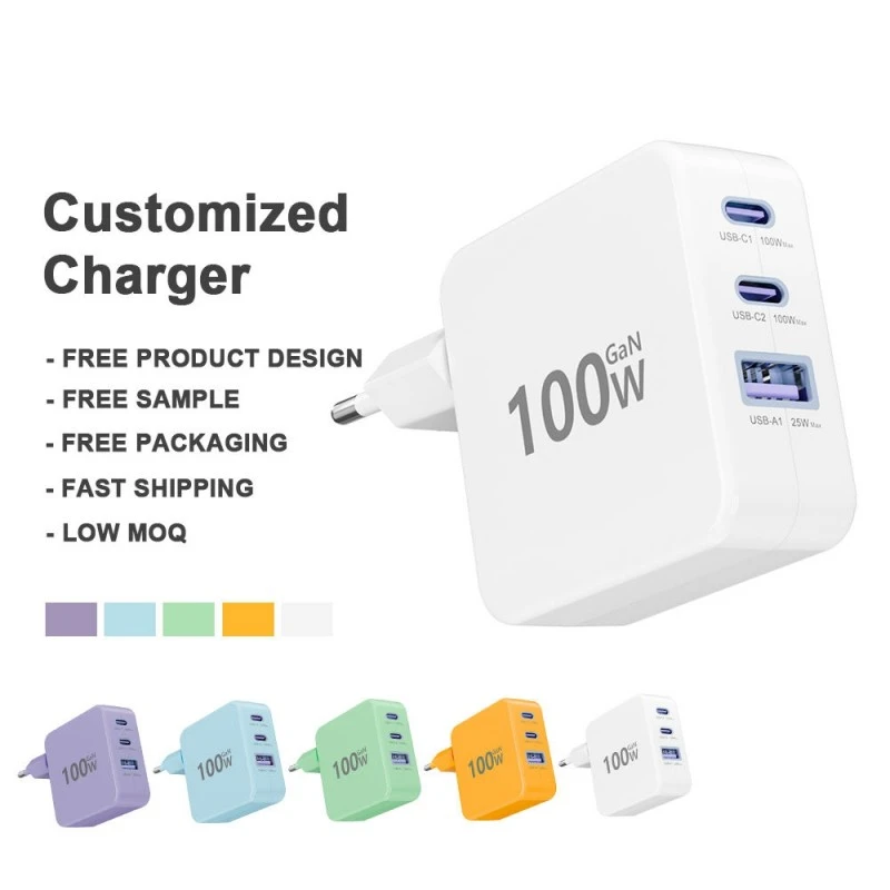 PD 3.0 100W Type C فاسٹ چارجر UK US AU EU ہم آہنگ وال چارجر