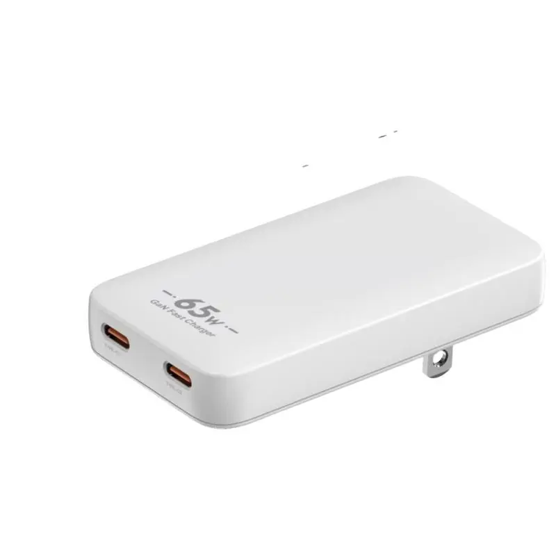 PD65W GaN USB-C الٹرا پتلا وال چارجر ڈوئل پورٹ اڈاپٹر